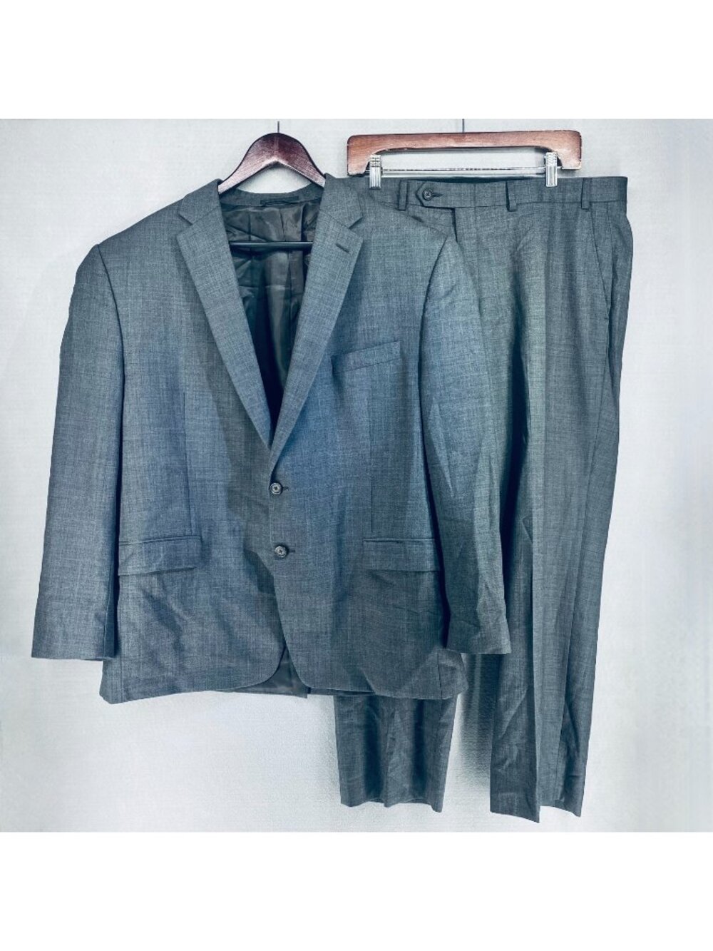 Lauren Ralph Lauren Suit Mens 46R Gray Wool 2 Piece Blazer Pants 38x30 Wedding